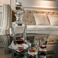 Bộ Bình Rượu Kèm 6 Cốc Pha Lê Bohemia Quadro