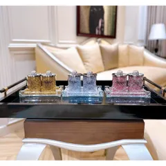 Set 2 hũ đựng pha lê kèm khay kim cương