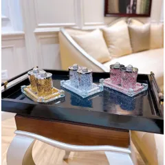 Set 2 hũ đựng pha lê kèm khay kim cương