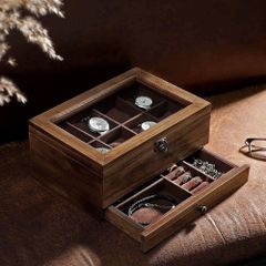 HỘP ĐỰNG ĐỒNG HÔ , TRANG SỨC 2 TẦNG SONGMICS