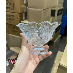 Bát pha lê mài có chân Bohemia đường kính 13cm
