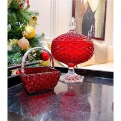Giỏ kẹo pha lê 10cm đỏ