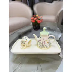 Bộ ấm chén sứ họa tiết thỏ hoa Vintage