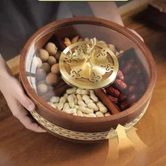 Khay Đựng bánh kẹo tết tròn đế xoay Rtteri