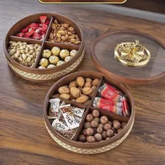 Khay Đựng bánh kẹo tết tròn đế xoay Rtteri
