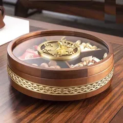 Khay Đựng bánh kẹo tết tròn đế xoay Rtteri