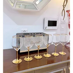 Bộ 6 ly rượu vang Rona mạ vàng 24K