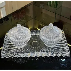 Set khay kèm 2 thố pha lê CROWN JEWEL GLASS WARE