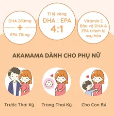 Viên uống DHA & EPA Akamama cho Bà Bầu - Tăng Cường Sức Khỏe Mẹ và Phát Triển Thai Nhi, Gói 90 Viên, Không Mùi Vị Dễ Uống
