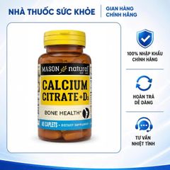 (Hàng nhập khẩu) Viên Uống Bổ Sung Canxi hữu cơ Citrate + D3 Mason Natural của Mỹ