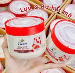 Kem Tẩy Tế Bào Chết Dove 425g - Lựu & Bơ Hạt Mỡ - Sáng Da, Làm Mềm Da, Dưỡng Ẩm Tự Nhiên