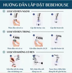 (Combo 02) Đầu nối vòi nước tích hợp bông lọc hoạt tính xoay 360