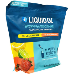  Liquid I.V. Hydration Multiplier, một loại bột pha nước điện giải 30 gói nhỏ (Lemon Lime và Strawberry)