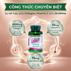 Viên uống giúp đẹp da, móng, tóc chắc khỏe, hỗ trợ chống oxy hoá Hydro-lyzed Collagen With Vitamin C Nature's Bounty (90 viên)