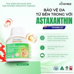 Viên uống hỗ trợ chống oxy hoá, hỗ trợ sức khoẻ da, tăng cường sức đề kháng Vitatree High Strength Astaxanthin (Hộp 60 viên)