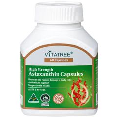 Viên uống hỗ trợ chống oxy hoá, hỗ trợ sức khoẻ da, tăng cường sức đề kháng Vitatree High Strength Astaxanthin (Hộp 60 viên)