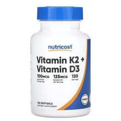 Viên uống Nutricost Vitamin K2 + Vitamin D3 |120 viên| Hỗ trợ xương chắc khỏe & Bảo vệ tim mạch [S/P Chuẩn Mỹ]