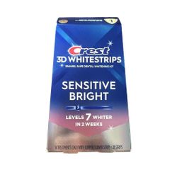 Crest 3D Whitestrips Sensitive Bright, 7 cấp độ trắng hơn trong 2 tuần, 14 liệu trình (mỗi liệu trình gồm 2 miếng trên và 2 miếng dưới).