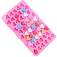Khuôn silicone làm kẹo dẻo chip chip, socola, rau câu 55 hình trái tim - Mã 1248