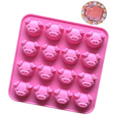 Khuôn rau câu silicone 16 mặt heo con – Mã 1087