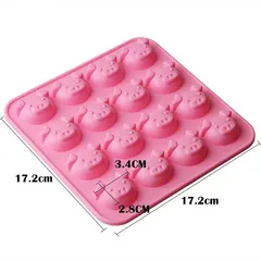 Khuôn rau câu silicone 16 mặt heo con – Mã 1087