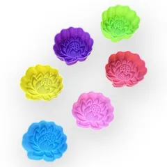 Bộ 10 khuôn silicon 3 lớp làm bánh, rau câu, bánh bông lan, bánh da lợn hình hoa sen nở – Mã số 1168 790437