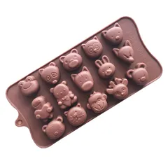 Khuôn silicon làm rau câu, socola 15 con ếch, gấu, heo, thỏ – Mã số 1257 790450