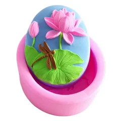 Khuôn silicon làm bánh, trung thu, rau câu hoa sen cành hình Oval loại 9 cm - Mã số 1564 790517
