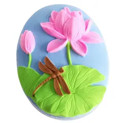 Khuôn silicon làm bánh, trung thu, rau câu hoa sen cành hình Oval loại 9 cm - Mã số 1564 790517