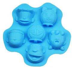 Khuôn silicon làm bánh, rau câu, socola, kẹo dẻo 6 Doremon, Nobita, Chaien, Xuka, Xeko – Mã số 1399 790553