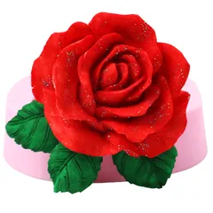 Khuôn silicone làm rau câu, socola hoa hồng 3 lá - Loại 8 cm - Mã 1706