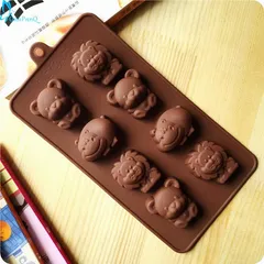 Khuôn silicone làm rau câu, socola 8 con hà mã, sư tử, gấu – Mã 1435