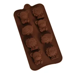 Khuôn silicone làm rau câu, socola 8 con hà mã, sư tử, gấu – Mã 1435
