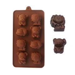Khuôn silicone làm rau câu, socola 8 con hà mã, sư tử, gấu – Mã 1435
