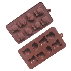 Khuôn silicone làm rau câu, socola 8 con hà mã, sư tử, gấu – Mã 1435
