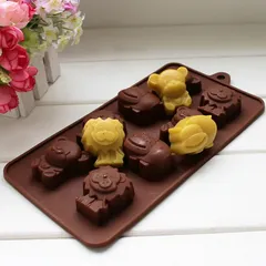 Khuôn silicone làm rau câu, socola 8 con hà mã, sư tử, gấu – Mã 1435
