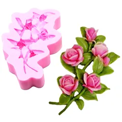 Khuôn rau câu silicone cành hoa hồng – Loại 17 cm - Mã 1665