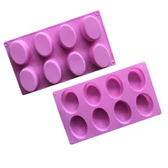 Khuôn silicone làm rau câu 8 hình Oval - Mã 1052