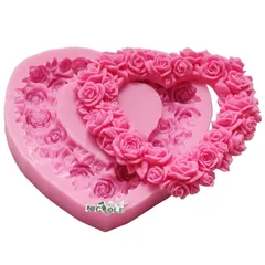 Khuôn rau câu silicone trái tim hoa hồng – Mã 1001