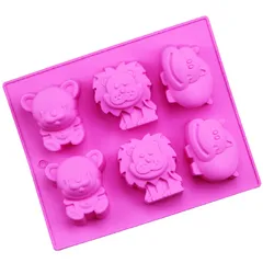Khuôn silicone làm rau câu, socola 6 con hà mã, sư tử và gấu – Mã 1391