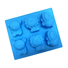 Khuôn silicone làm rau câu, socola 6 con hà mã, sư tử và gấu – Mã 1391