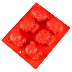 Khuôn silicone làm rau câu, socola 6 con hà mã, sư tử và gấu – Mã 1391