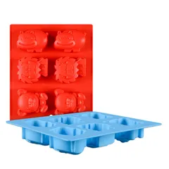 Khuôn silicone làm rau câu, socola 6 con hà mã, sư tử và gấu – Mã 1391