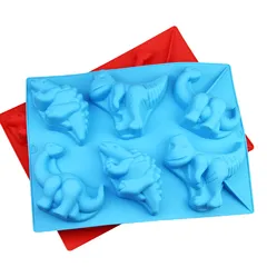 Khuôn silicone làm bánh, rau câu 6 con khủng long, tê giác - Mã 1061