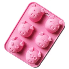 Khuôn silicone làm bánh, rau câu 6 heo con biểu cảm – Mã 1074
