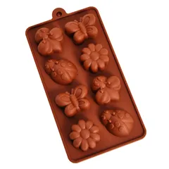 Khuôn rau câu silicone 8 con ong, hoa, bướm – Mã 1239