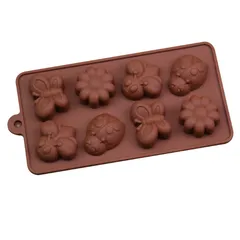 Khuôn rau câu silicone 8 con ong, hoa, bướm – Mã 1239