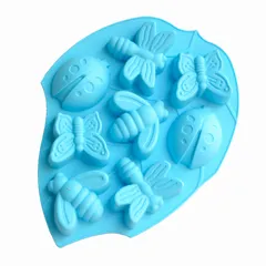 Khuôn silicone làm rau câu, socola, kẹo dẻo 6 con ong, bướm, chuồn chuồn và con cánh cam – Mã số 1279