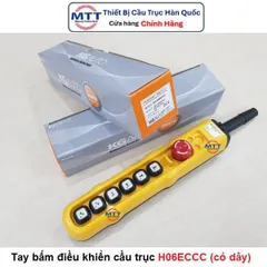 Bộ điều khiển cầu trục có dây 6 nút 2 cấp tốc độ H06ECCC thương hiệu KG AUTO có nút dừng khẩn cấp điện áp 250V, 6A