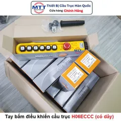 Bộ điều khiển cầu trục có dây 6 nút 2 cấp tốc độ H06ECCC thương hiệu KG AUTO có nút dừng khẩn cấp điện áp 250V, 6A